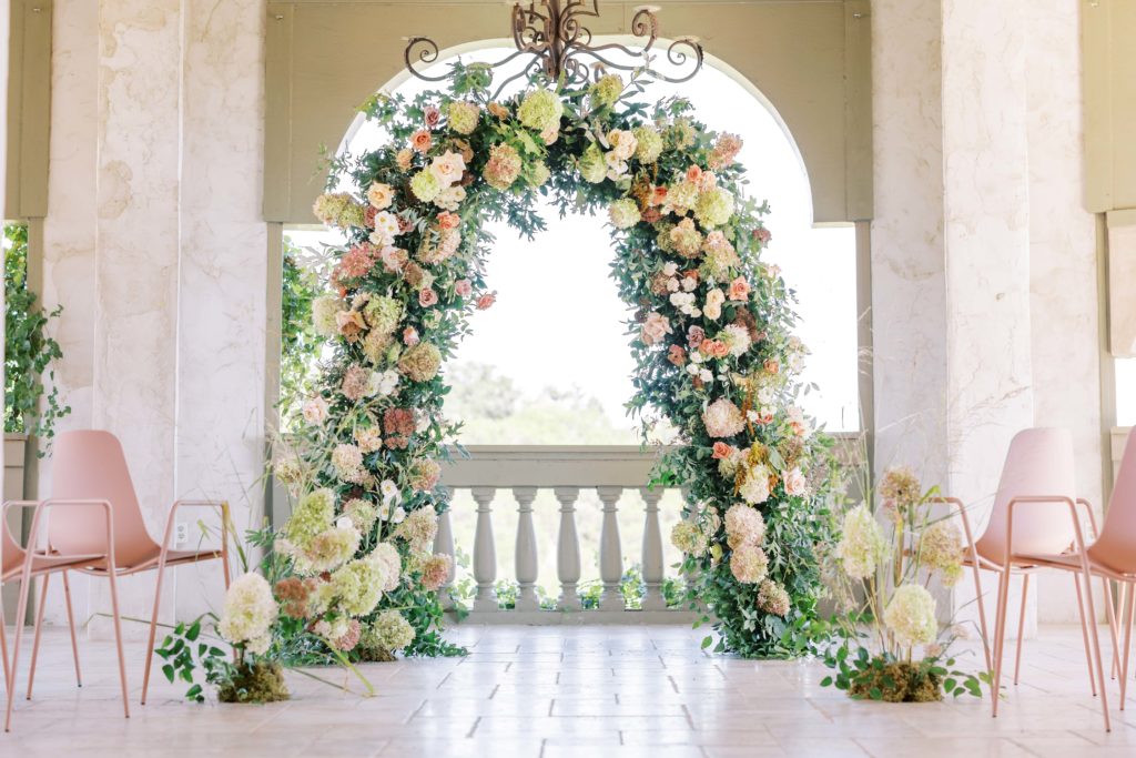 Floral arch under the patio
