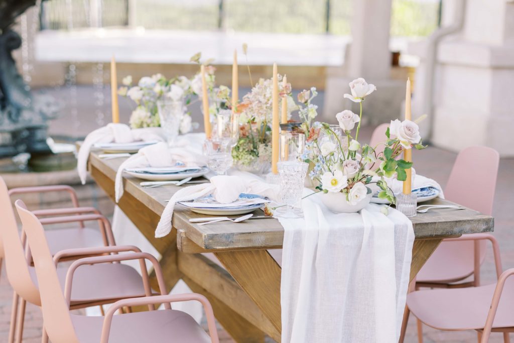 Wedding table with floral centerpiece