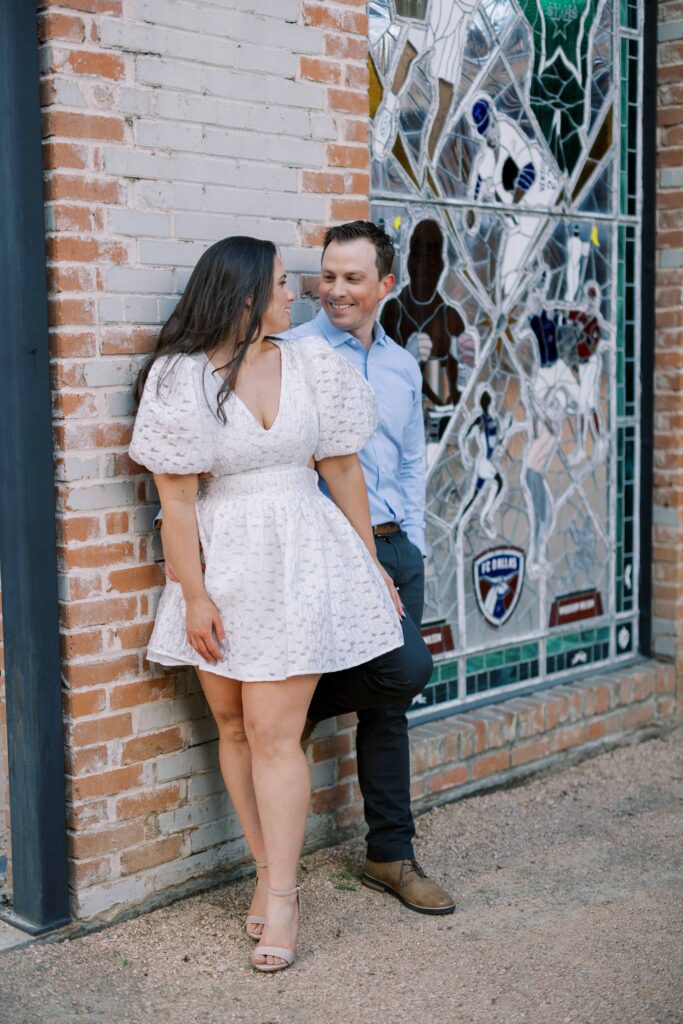 couple looking at each other during their engagement session