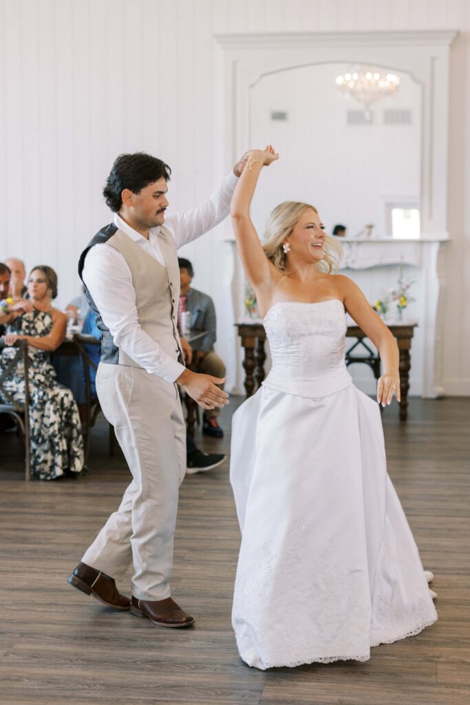 bride and groom during their first dance for their Wedding at Chandelier Farms