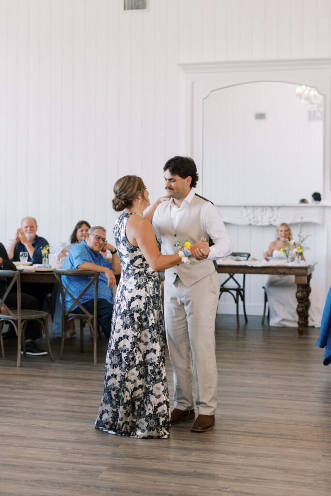 grooom dancing with his mother during his Wedding at Chandelier Farms