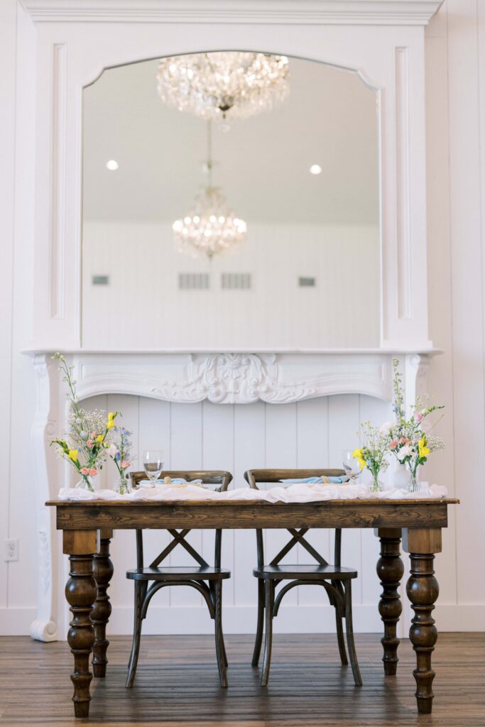 sweetheart table setup at the Wedding at Chandelier Farms 