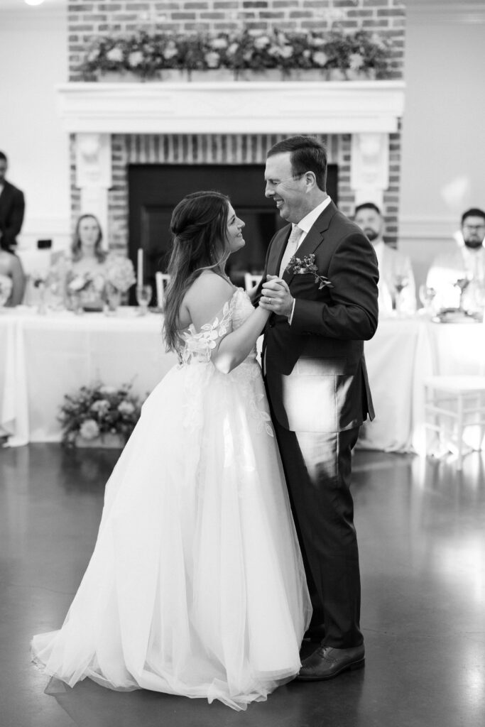 bride dancing with her father for her wedding at The Springs Event Venue Weatherford