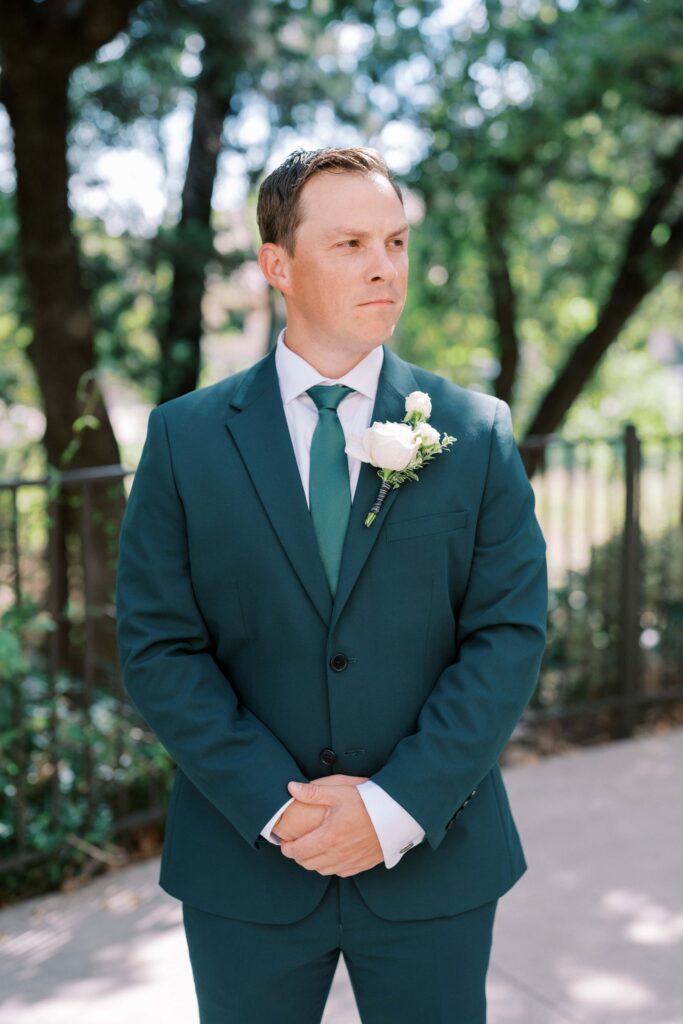 groom's portrait of sean at his aristide mansfield wedding