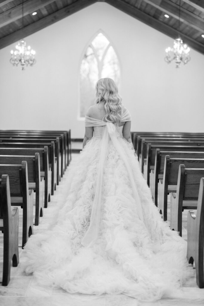 bride down the aisle at The Springs Event Venue Waxahachie