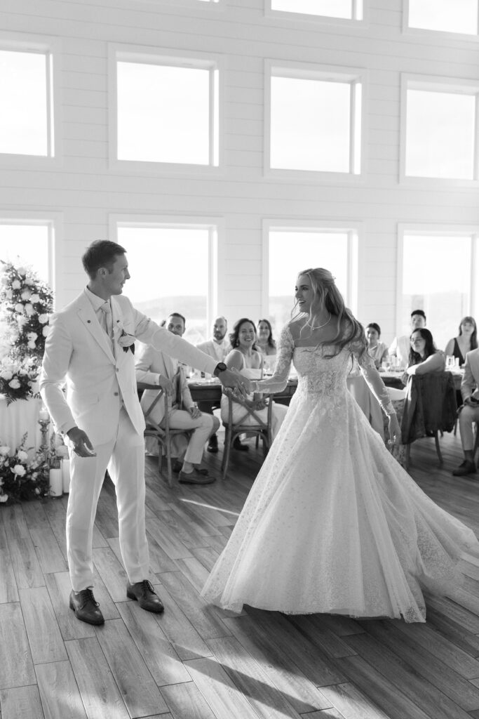 bride and groom during their forst dance at theor Lakeview Hills Wedding